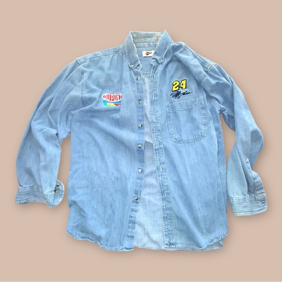 Vintage Jeff Gordon #24 Dupont NASCAR Denim Button Shirt XL Winner’s Circle - Picture 2 of 7
